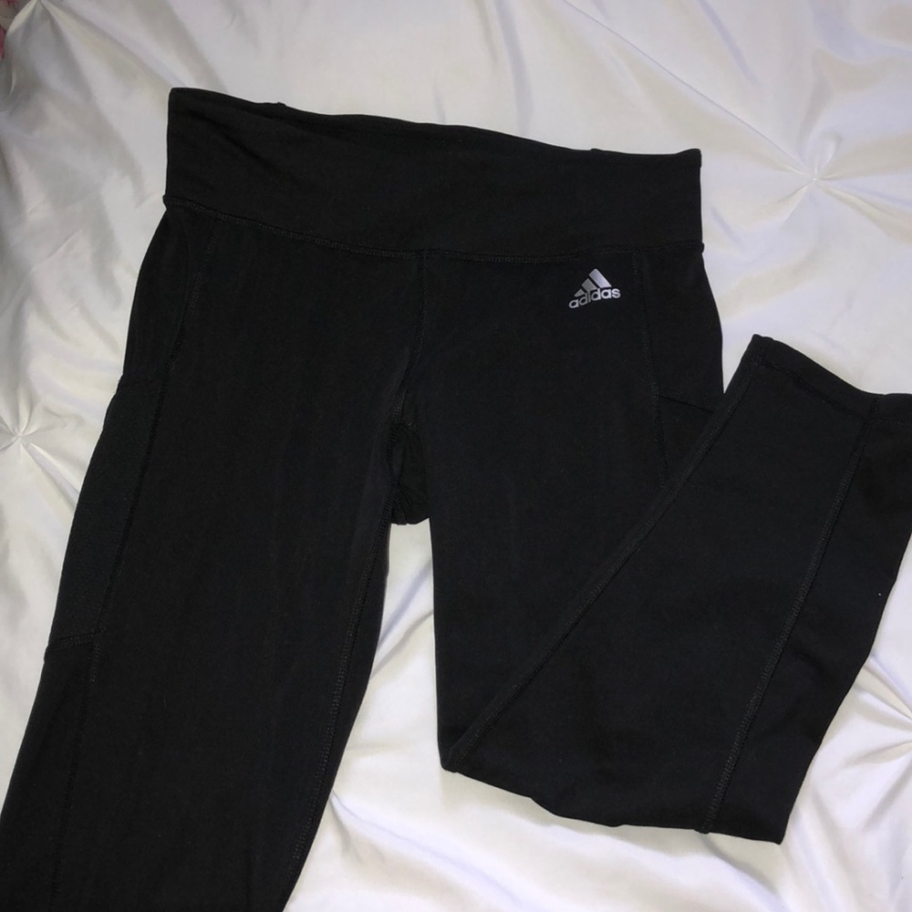 Adidas black cropped running leggings